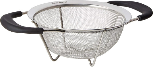 ExcelSteel Professional Quality Heavy Gauge Mesh Colander With Santopreme Handles, 6-1/2-Inch