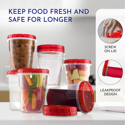Soup Freezer Food Storage Containers With Screw On Lids [16 Oz -10 Pack] Reusable Plastic Container leak proof, Airtight, Stackable, Microwave Safe BPA Free