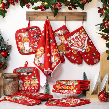 SiliFine 12 Pcs Fall Pumpkin Kitchen Towels Oven Mitts Pot Holders Set