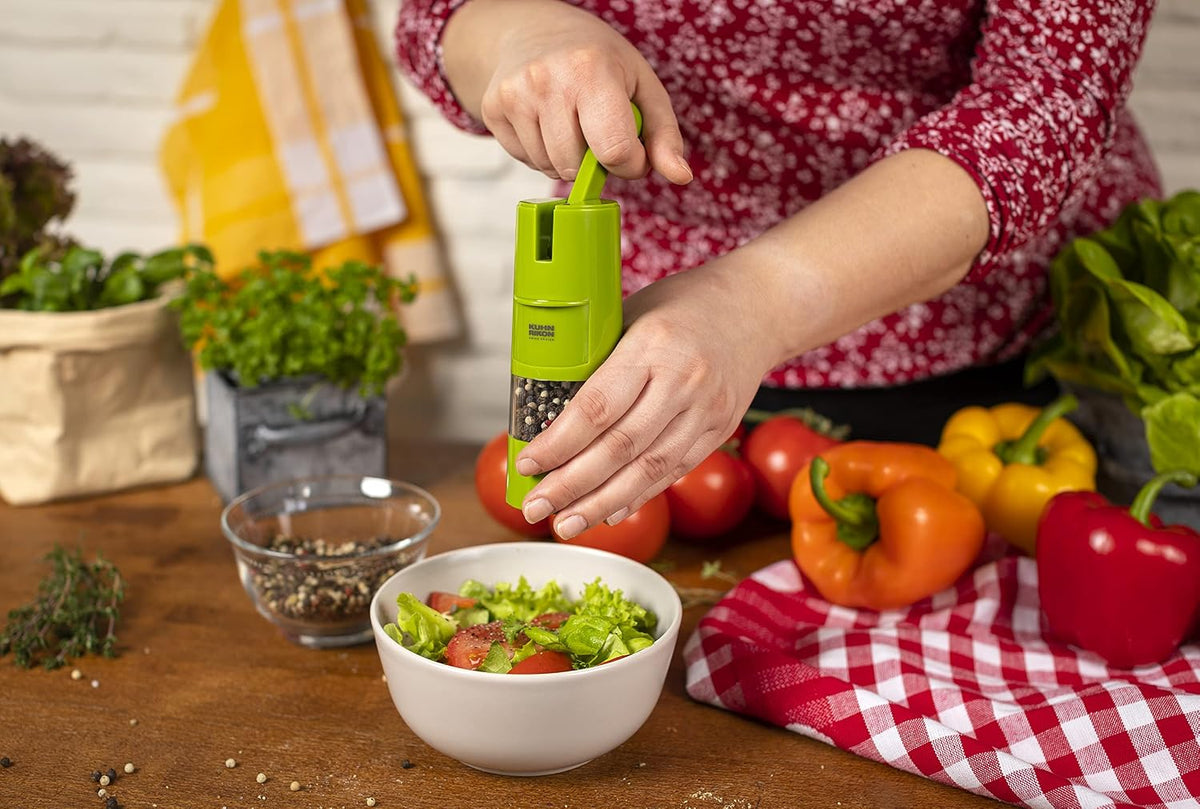 Kuhn Rikon Adjustable Ratchet Grinder with Ceramic Mechanism for Salt, Pepper and Spices, 8.5 x 2.25 inches, Black