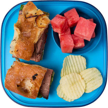Madesmart Dipware Reusable Dining Plate/Serving Tray for Appetizers and Snacks, Food-Safe Appetizer Serving Platter with Removable Dip Bowl, Midnight