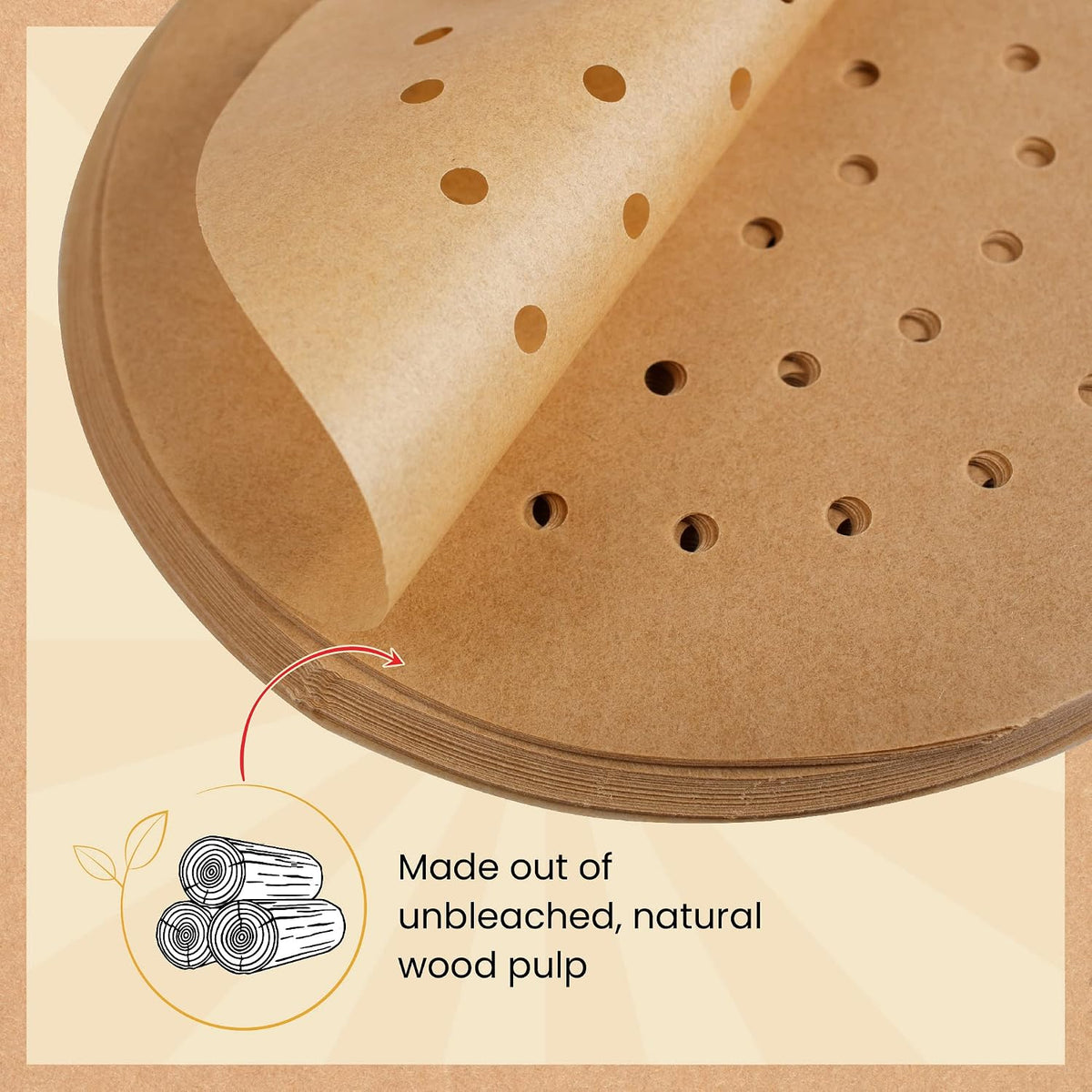 Bamboo Steamer Liners 8.5", 220 Pcs Air Fryer Parchment Paper Sheets