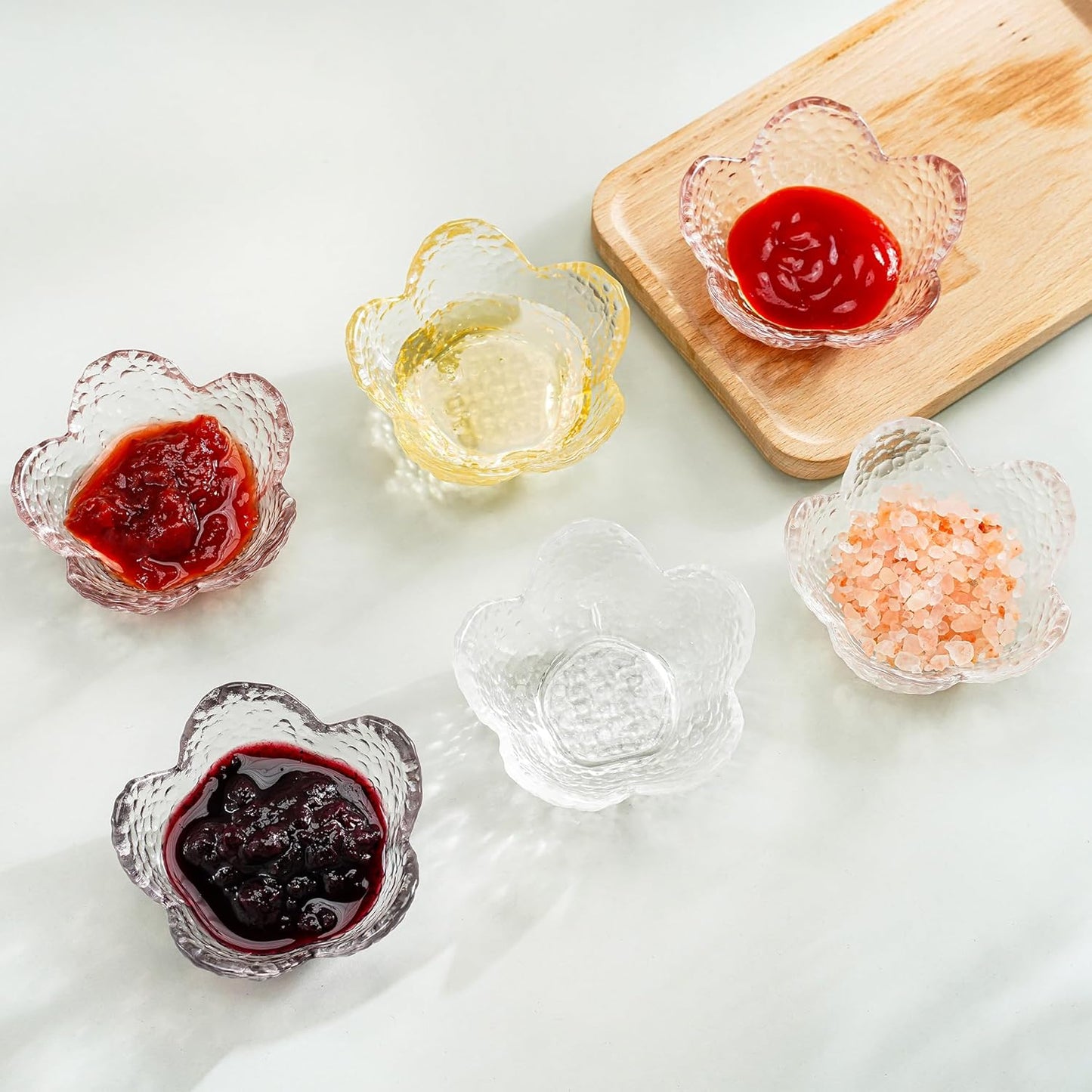 kanpura Mini Glass Bowls, Square Prep Bowl, Dishwasher Safe, Pinch Bowls for Dipping Spices Sauce, Stackable, 1.8 oz, Set of 6, (Clear)