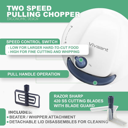 Vivaant Hand Pull Manual Food Chopper, Onion Chopper Vegetable Cutter Dicer