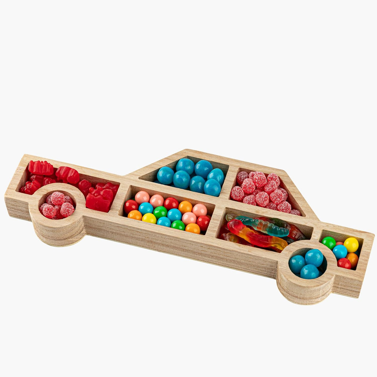 Hammont Wooden Tray – – House Shaped Sectional Divided Serving & Snack Platter for Appetizers, Veggies, Montessori Activities - 9"x1"x1" (House)