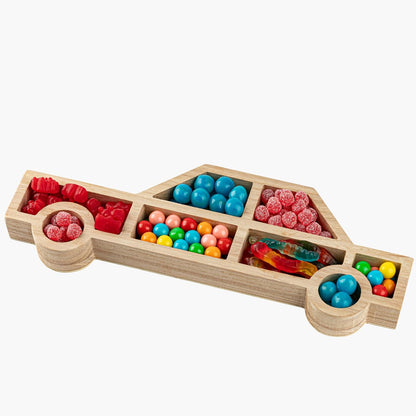 Hammont Wooden Tray – – House Shaped Sectional Divided Serving & Snack Platter for Appetizers, Veggies, Montessori Activities - 9"x1"x1" (House)
