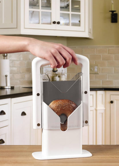 Hoan Bagel Biter Bagel Slicer and Cutter with Safety Shields - Guillotine Style Bagel Cutter Slicer for Large and Small Bagels, English Muffins, Buns, and Rolls - Compact, Dishwasher Safe