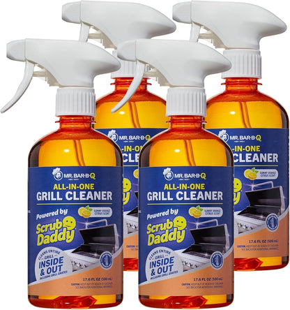 Grill Cleaner for Outdoor Grill – Bbq Cleaner Spray and Griddle Cleaner Kit with Grill Cleaning Tools and Citrus Cleaner 4 Pack