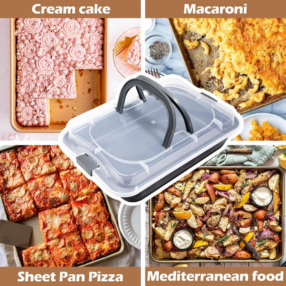 Webake 9x13 Inch Baking Pan with Lid and Handle, Non-Stick Cake Pan 2-Piece Set Rectangle Cake Carrier for Transport & Serve