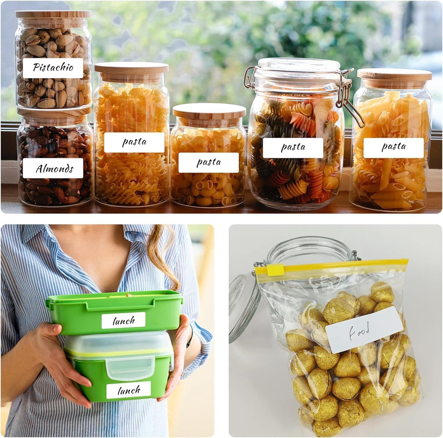 400pcs Removable Freezer Labels, 1.2 x 0.6 Inch (30×15mm) Blank Food Storage Stickers, Water Oil and Tear Resistant, No Residue Lables for Jars Bottle, Kitchen, Meal Prep