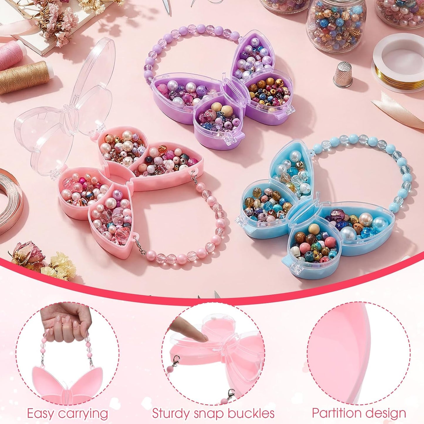 Cunno 6 Pack Valentines Day Containers Butterfly Shaped Food Containers Large Plastic Snack Box Food Storage with Handle Divided Serving Tray Portable Jewelry Organizer for Candy Fruit Purple