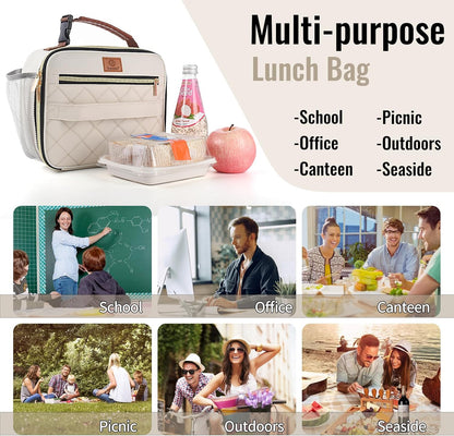 Genteen Lunch Box for Kids, Boys - Insulated Small LunchBox Reusable, Zip Closure & Buckle Handle, Portable Cooler for Work, School, Travel (Lake Green)