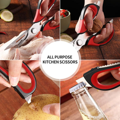 MAD SHARK Kitchen Scissors All Purpose Kitchen Shears Come Apart,Stainless Steel Utility Scissors with Comfort Grip,Heavy Duty Poultry Shears for Food,Chicken,Meat,Fish,Dishwash Safe(BLACK)