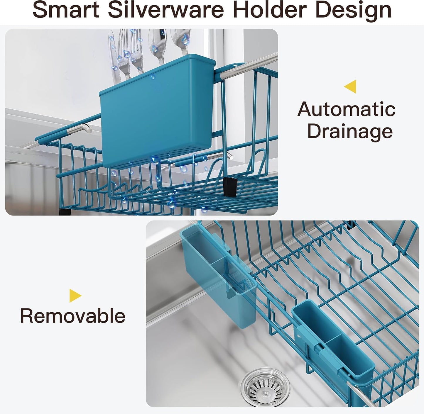 JASIWAY Dish Drying Rack in Sink, Dish Drainer with Cup and Utensil Holder