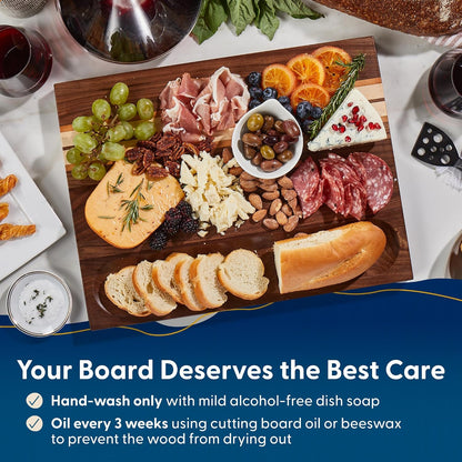 Sonder Los Angeles Doheny Wood Cutting Board Set | Acacia Edge Grain Cutting Board for Kitchen with Juice Groove | Perfect for Compact Daily Use | Gift Box Included | 14x10x1 in & 12x8x1 in