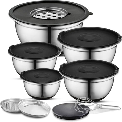 AVADOR Set of 6 Premium Stainless Steel Mixing Bowls Set, Easy To Clean, Space Saving Nestable Design, Great for Cooking, Baking, Prepping (0.75qt, 1.5qt, 3qt, 4qt, 5qt, 8qt)