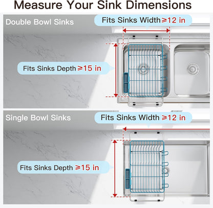 JASIWAY Dish Drying Rack in Sink, Dish Drainer with Cup and Utensil Holder