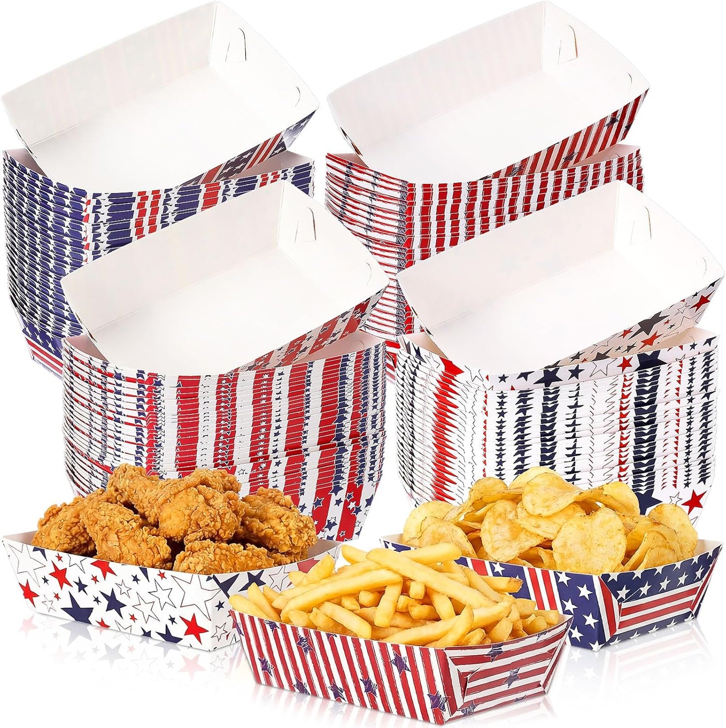 Honeydak 100 Pieces Mother's Day Heart Pattern Paper Food Trays Disposable Nacho Container Paper Boats Serving Trays for Hot Dog Popcorn Taco Snack Candy Food Container Party Supplies