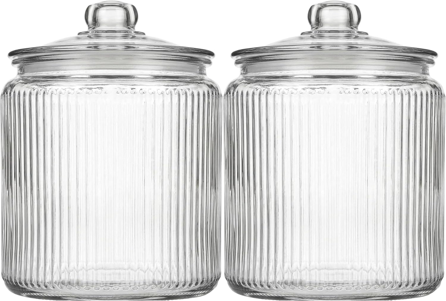 1 Gallon Glass Cookie Jar with Lid – Glass Jar with Lid - Airtight Food Storage Container for Cookies, Candy, Flour, Dog Treats – Clear Large Kitchen Jar for Pantry - Glass Containers with Lids