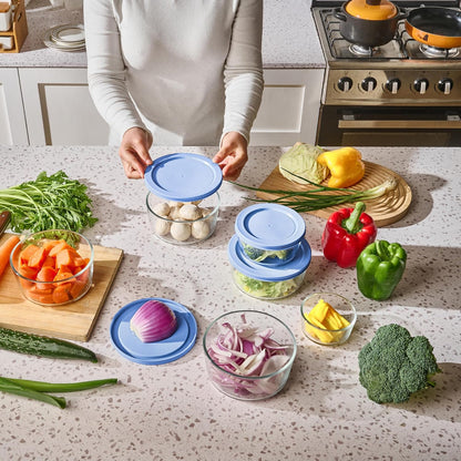 6-Piece Glass Food Storage Containers Set (3 Containers + 3 BPA-Free Lids) | 2-Cup, Leakproof | Microwave, Freezer, Oven & Dishwasher Safe | Ideal for Meal Prep & Pantry Organization, Pistachio