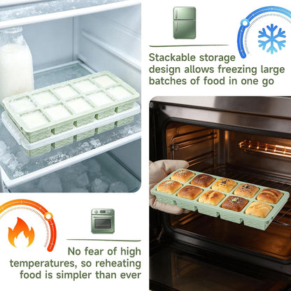 Silicone Freezer Trays with Lid for Soup, 1-Cup & 2-Cup Large Ice Cube Molds Food Storage Containers for Meal Prep, Freeze 500mL/250mL/125mL Portions – 2 Pack