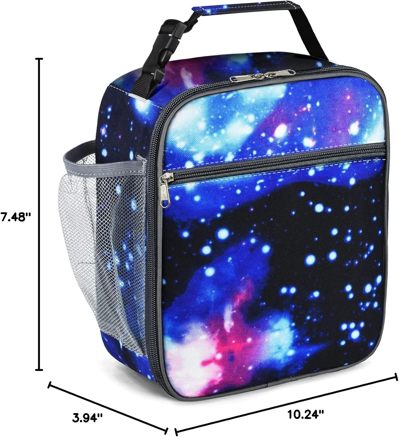 Insulated Lunch Bag, Leakproof Portable Lunch Box for Women Men Boys Girls, Large Capacity Cooler Bag with Handle and Bottle Pocket for Office School Camping Hiking Outdoor Beach Picnic (Black)
