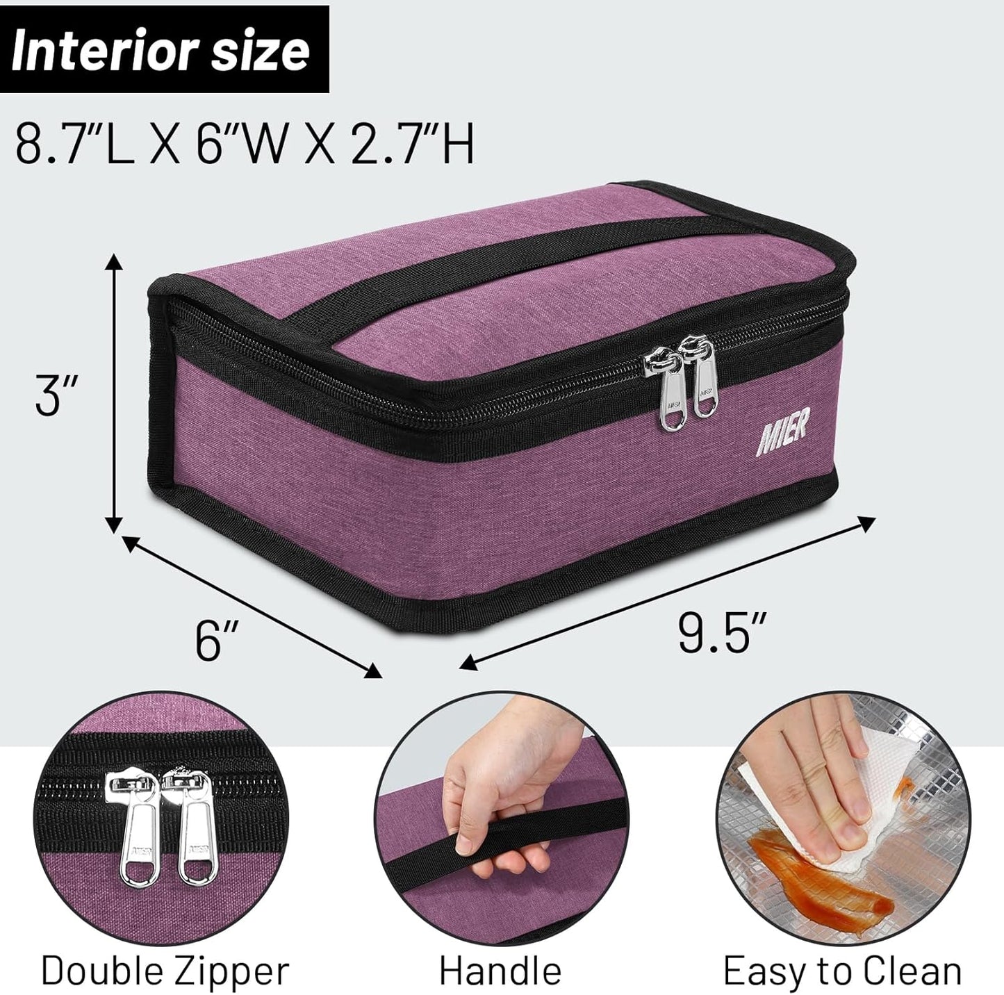 MIER Small Lunch Bag for Kids & Adults Compact Insulated Lunch Box Portable Thermal Mini Cooler for Work School Travel, Bluesteel
