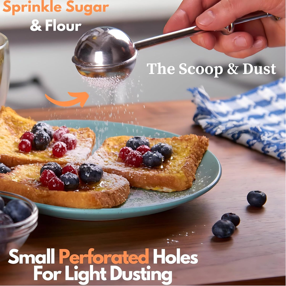 The Danish Dough Whisk & Scoop & Dust Flour Sifter Duster Set (2pcs)