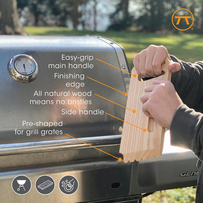 Outset Grill Cleaning, Universal Grill Grate Scraper, Stainless Steel with Storage Bag
