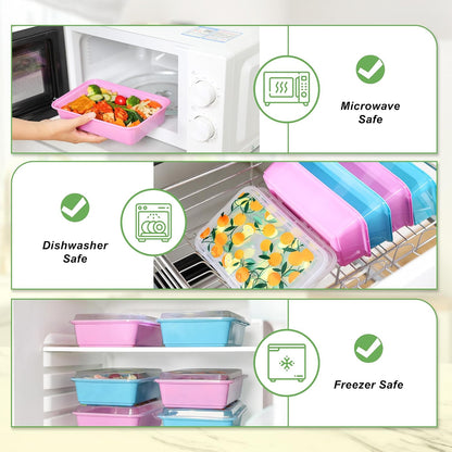 10 Pack 42 oz Meal Prep Containers, Reusable Plastic Food Prep Storage Containers with Printed Lids, Stackable, Leakproof, Microwave & Freezer & Dishwasher Safe,To Go Take Out Box