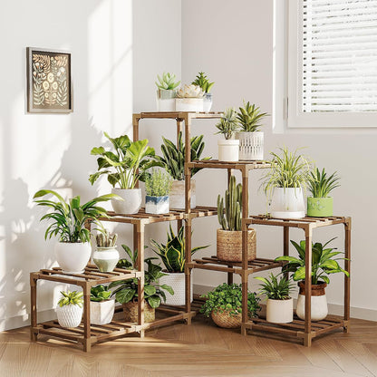 Bamworld Plant Stand Indoor Plant Shelf Outdoor Wood Plant Rack