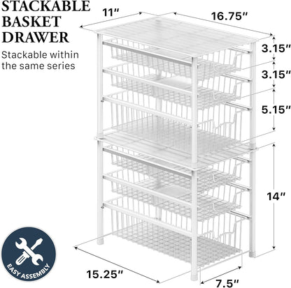 Simple Houseware Stackable Basket Drawer, Chrome