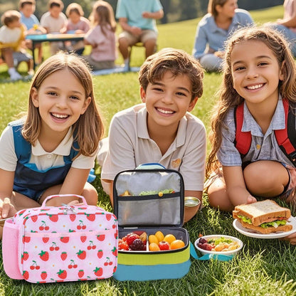 RHCPFOVR Kids Lunch Bag - Insulated Lunch Box for Boys Girls,Washable Lunch Bag and Reusable Toddler Leak-proof Lunchbox for School and Daycare - Colors A