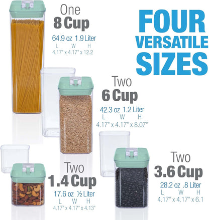 Set of 7 Airtight Food Storage Containers - Pantry Organizer Bins, BPA Free Plastic Containers plus Dry Erase Marker and Labels, White