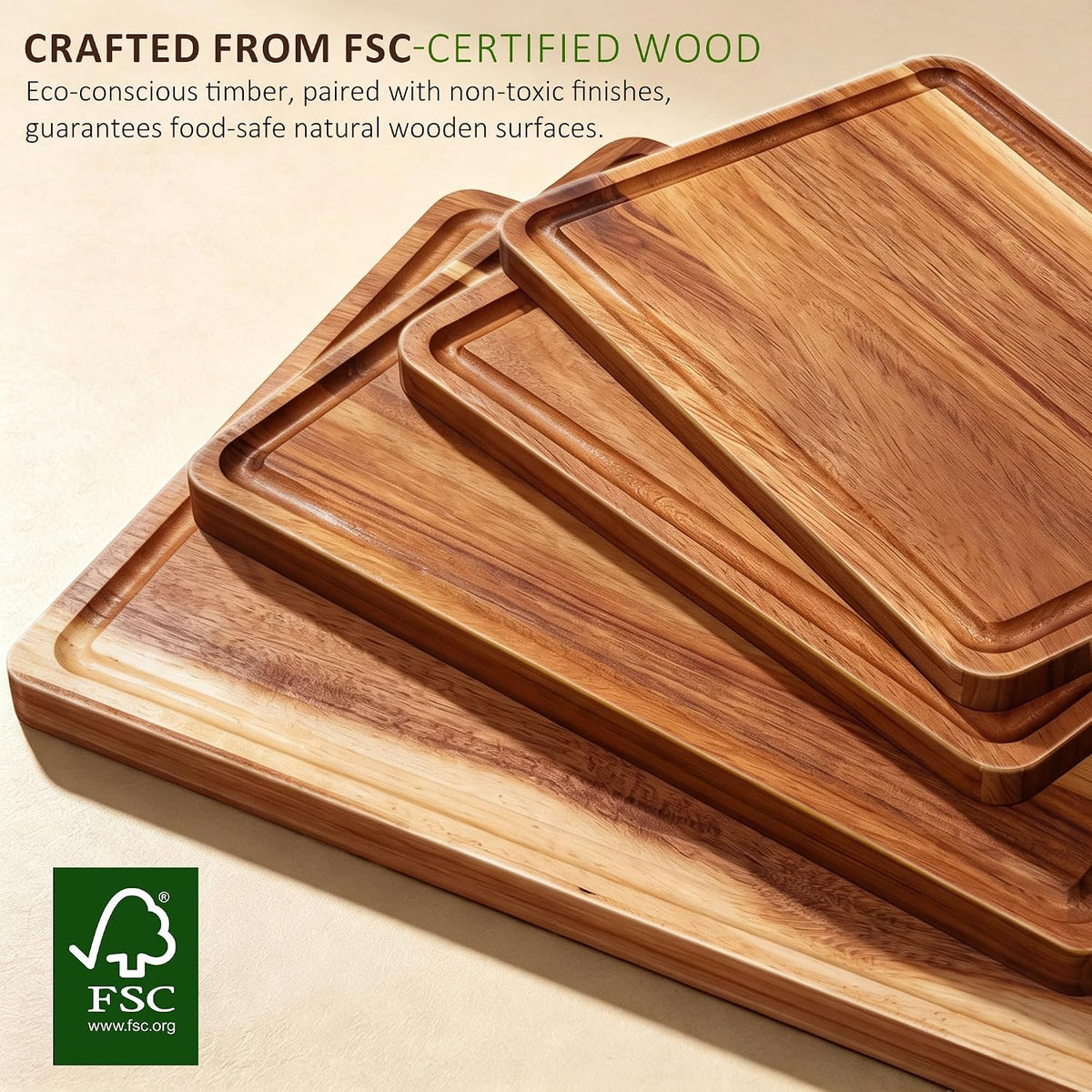 AZRHOM Large Acacia Wood Cutting Board 18x12 In Chopping Board
