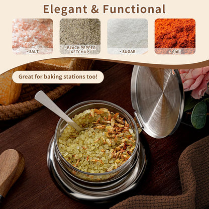 Honeydak Stainless Steel Salt Cellar with Spoon 6.76 oz