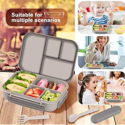 Amathley Lunch Box Kids,Bento Box Adult,Leakproof Lunch Containers for Adults/Kids/Toddler,1200ML-4 Compartments bento Lunch box with Utensil,Microwave & Dishwasher & Freezer Safe (Pink Berry)
