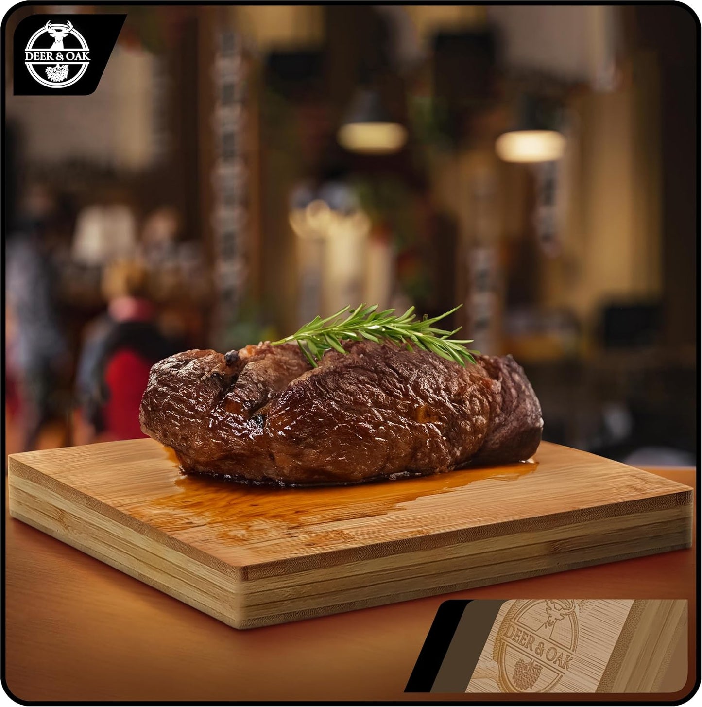 Pre-Oiled, Non Toxic 3-Piece Carbonized Bamboo Cutting Board Set, 500°F Carbonized Technology Eco-Friendly Wooden Chopping Boards for Kitchen with Juice Groove, Charcuterie Serving Boards Deer & Oak