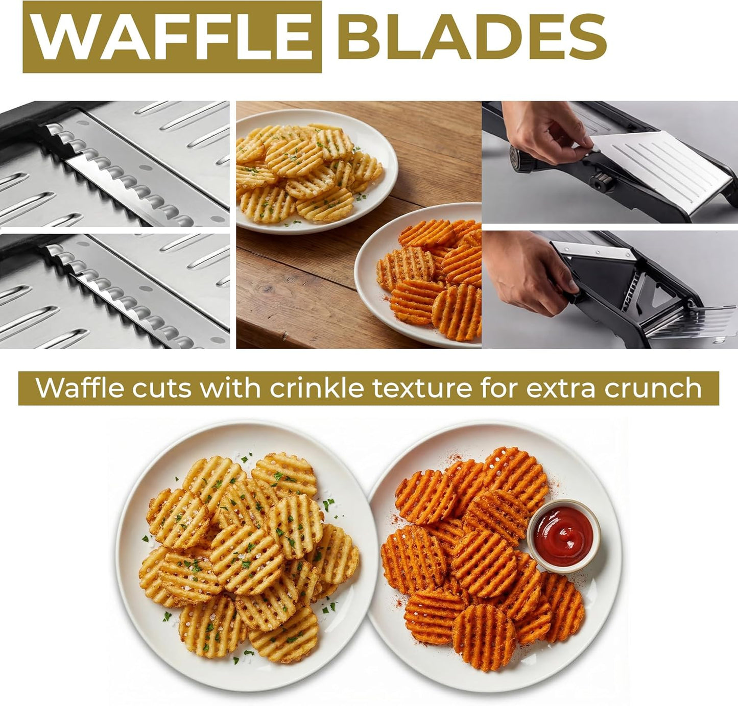 Gramercy Adjustable Mandoline Food Slicer, Mandoline Slicer for Kitchen, Mandolin, Potato, Tomato, Carrot, Vegetable, Fruit and Onion Cutter - Stainless Steel - INCLUDING 1 Pair Cut-Resistant Gloves