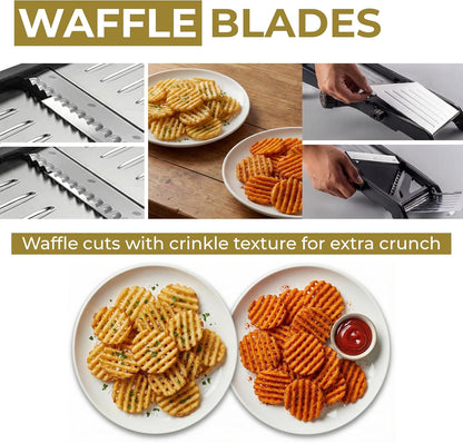 Gramercy Adjustable Mandoline Food Slicer, Mandoline Slicer for Kitchen, Mandolin, Potato, Tomato, Carrot, Vegetable, Fruit and Onion Cutter - Stainless Steel - INCLUDING 1 Pair Cut-Resistant Gloves