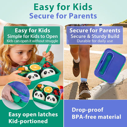 Caperci Bento Box for Kids - 50oz Larger Lunch Box Containers for Kids, Reinforced Leakproof, Built-in Sauce Cup, Utensils, 4 Compartments, BPA-Free Microwave & Dishwasher Safe (Lavender Pop)