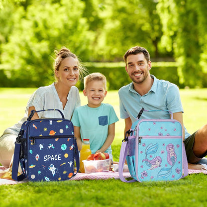 Kids Insulated Lunch Box Bag, Thermal Picnic Cool Bags with Adjustable Strap for Adults Children Women Men Boys Girls School Work (CAM-Blue)
