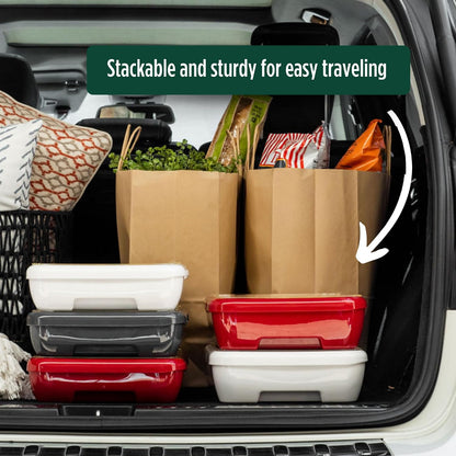 Fancy Panz Red Premium Aluminum Foil Pan Carrier with Secure Latch Lid - Reusable Casserole Carrier for Half Size Pans - Food Transport Holder for Potlucks, Parties, Tailgates & Entertaining