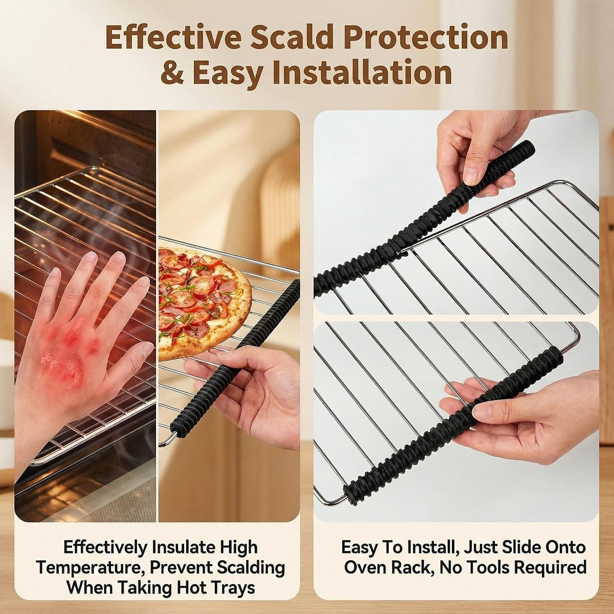 ericotry 4Pcs Oven Rack Edge Covers, Silicone Heat Guard 14 Inch