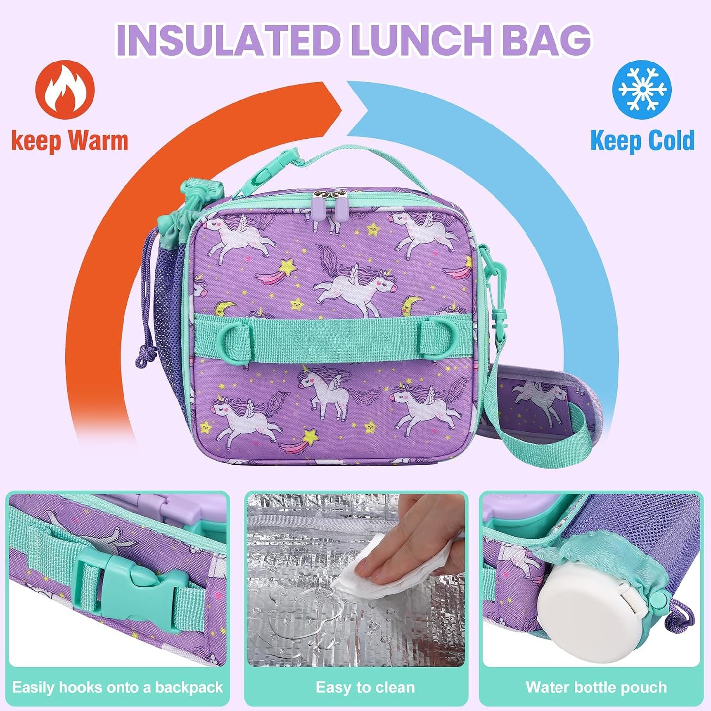 JOOPETALK Bento Lunch Box Set for Kids with 9oz Soup Thermo, Insulated Lunch Bag,Leak-proof BPA-free Lunch Food Container with 3-4 Conpartments for School Travel-Blue