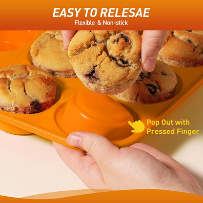 2 Pack 12 Cups Silicone Muffin Pan with Metal Reinforced Frame Regular Size Silicone Molds Cupcake Cake Baking Pans Cookie Baking Chocoflan Cupcake Mold Nonstick Muffin Tin Home Baking Supplies