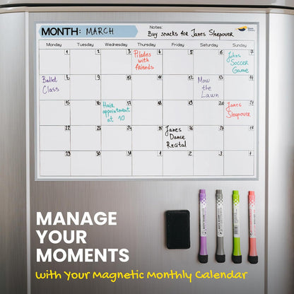 Magnetic Weekly Planner for Fridge - 17x12” Stain-Resistant Dry Erase Whiteboard Fridge Calendar with Large Writing Space for Schedules, Chores & Meals - Includes 4 Markers & Eraser