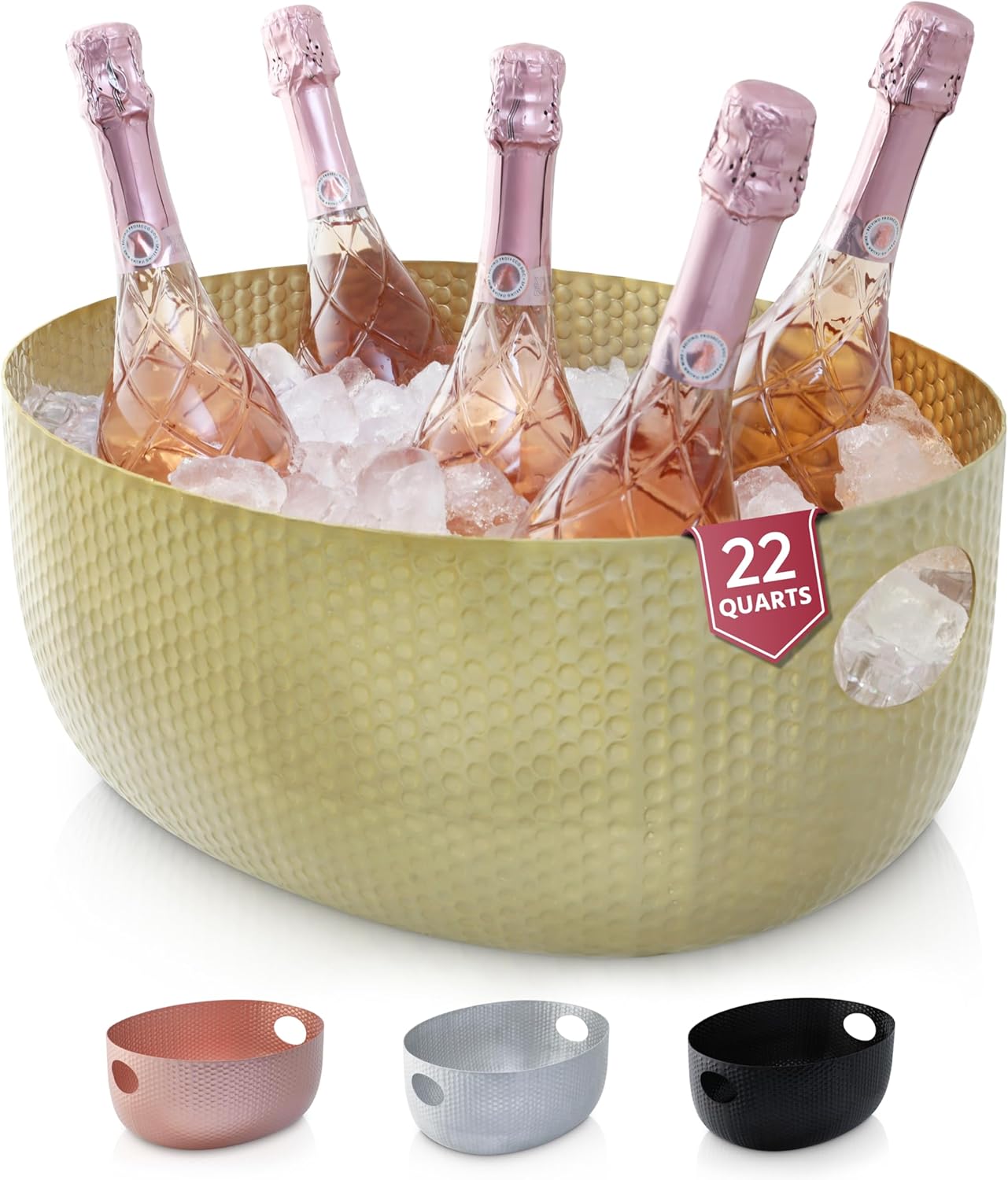 Gusto Nostro Large Beverage Tub for Parties - Metal Tub for Wine Bottles,Champagne,Beers - High Capacity Ice Bucket for Drinks - Extra Large Ice Buckets for Parties (22 qt) Outdoor Party Drink Bucket