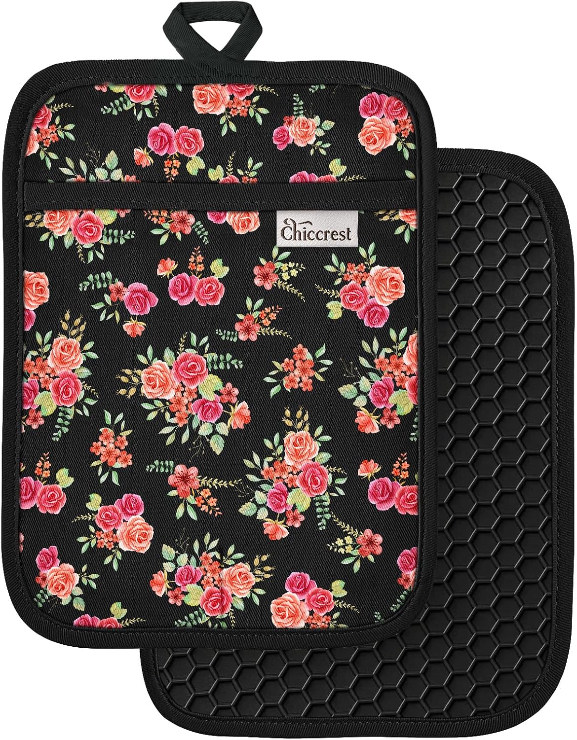 100% Cotton Potholders Textured Soft Silicone Grip Daisy Gingham