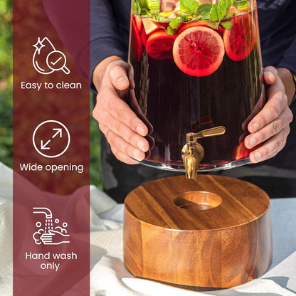 FOODLE Extra Large Glass Drink Dispenser with Spigot - Glass Beverage Dispenser with Stand - Perfect for Parties & Catering - Pitcher for Lemonade, Water, Sangria & Juice - Leakproof Spout - 3 Gallon